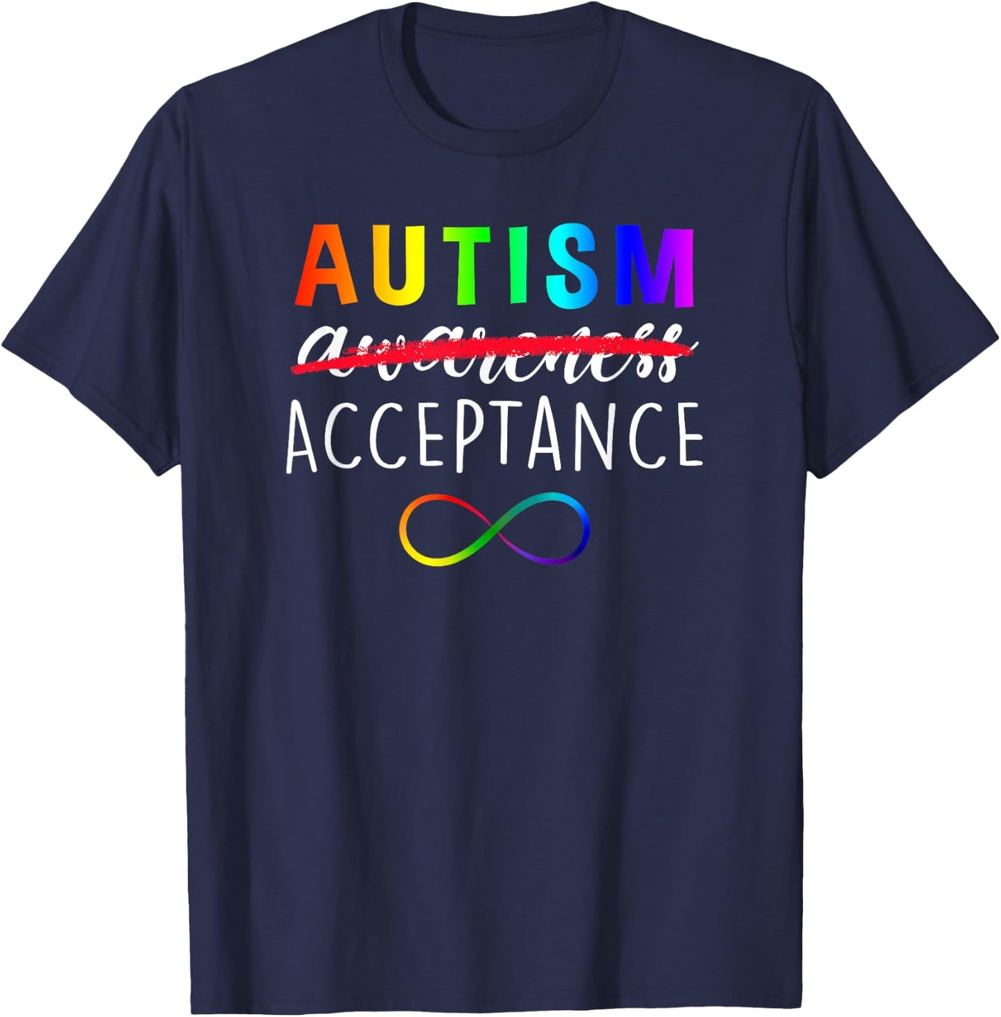 Autism - Red Instead - Acceptance Not Awareness T-Shirt - T-Shirt | Navy