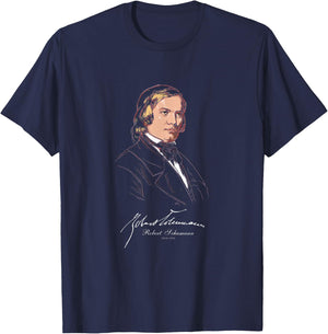 Robert Schumann-German Composer-Classical Music-Piano T-Shirt - T-Shirt | Navy