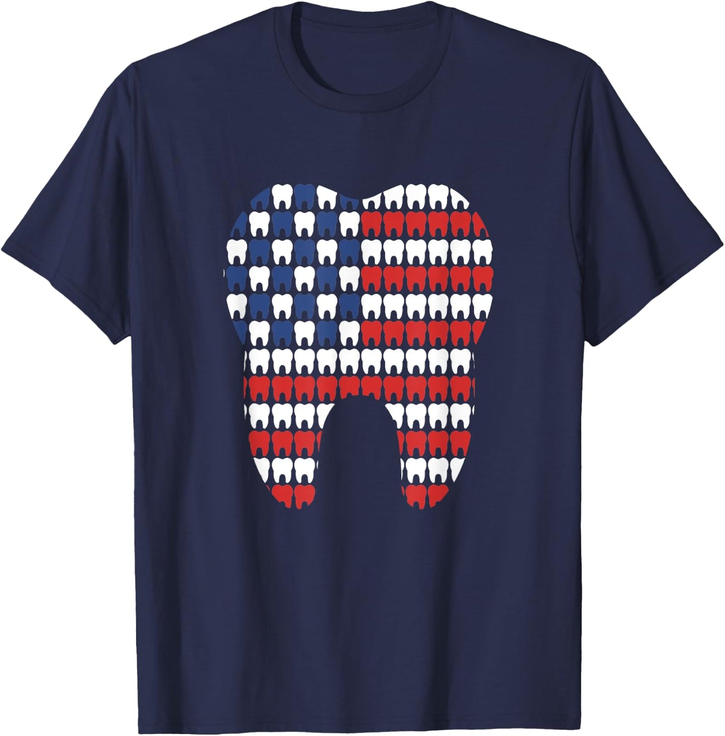 Patriotic Dentist American Flag Tooth 4th Of July Men Women T-Shirt - T-Shirt | Navy