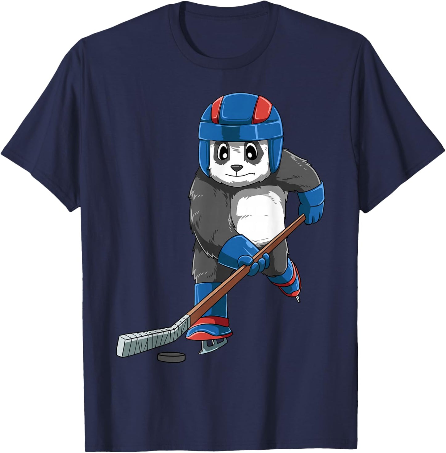Panda Hockey Panda Playing Hockey Panda T-Shirt - T-Shirt | Navy