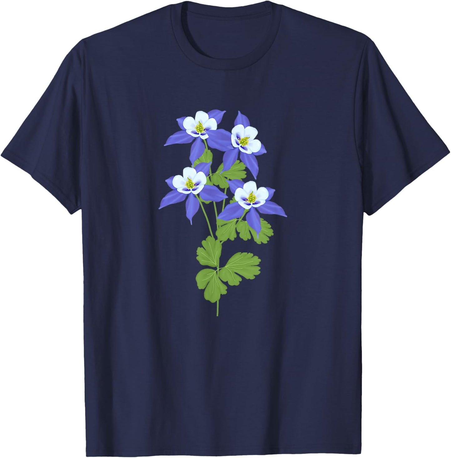 Colorado Columbine Flower Wildflower Nature Hiking Travel T-Shirt - T-Shirt | Navy