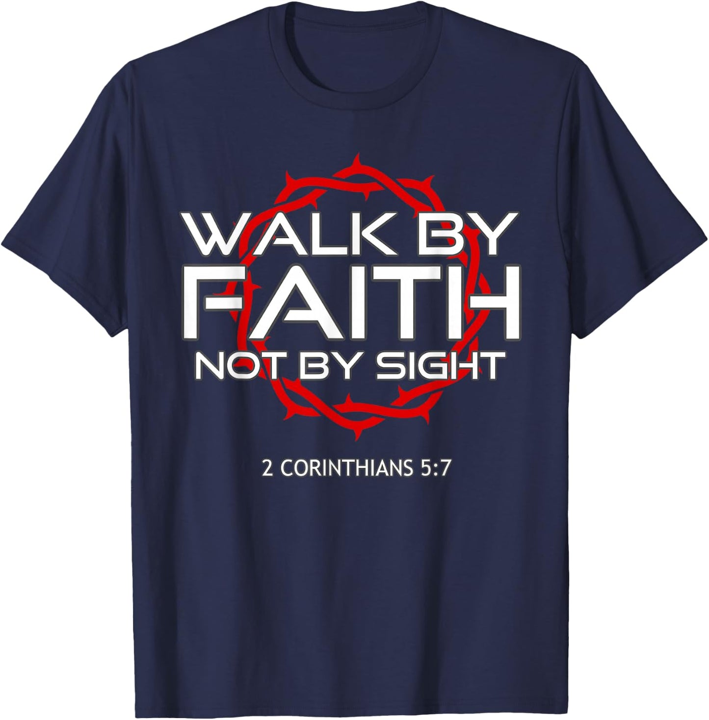 Jesus Walk by Faith Christian T-Shirt - T-Shirt | Navy
