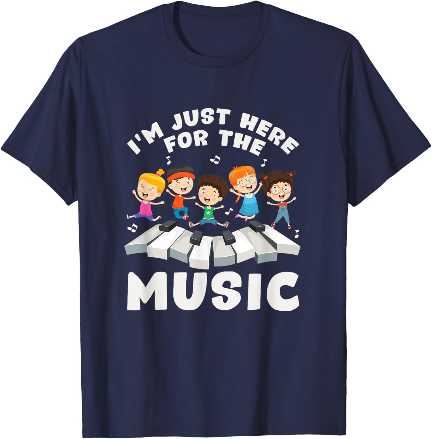 Back To School Teacher Im Just Here For The Music T-Shirt - T-Shirt | Navy
