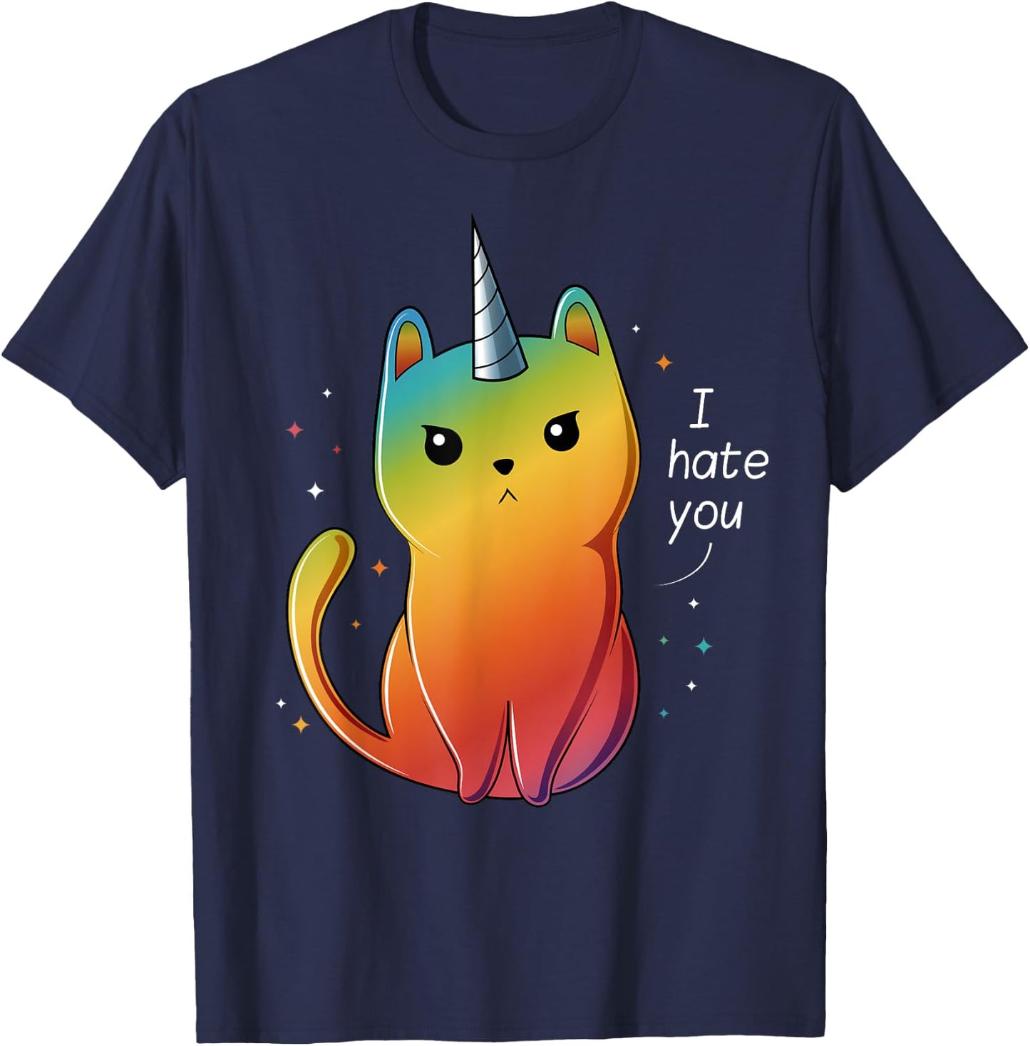 Cat Unicorn I Hate You T-Shirt - T-Shirt | Navy