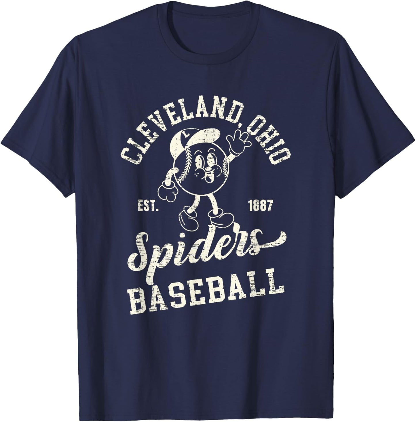 Vintage Cleveland Ohio Spiders Baseball T-Shirt - T-Shirt | Navy