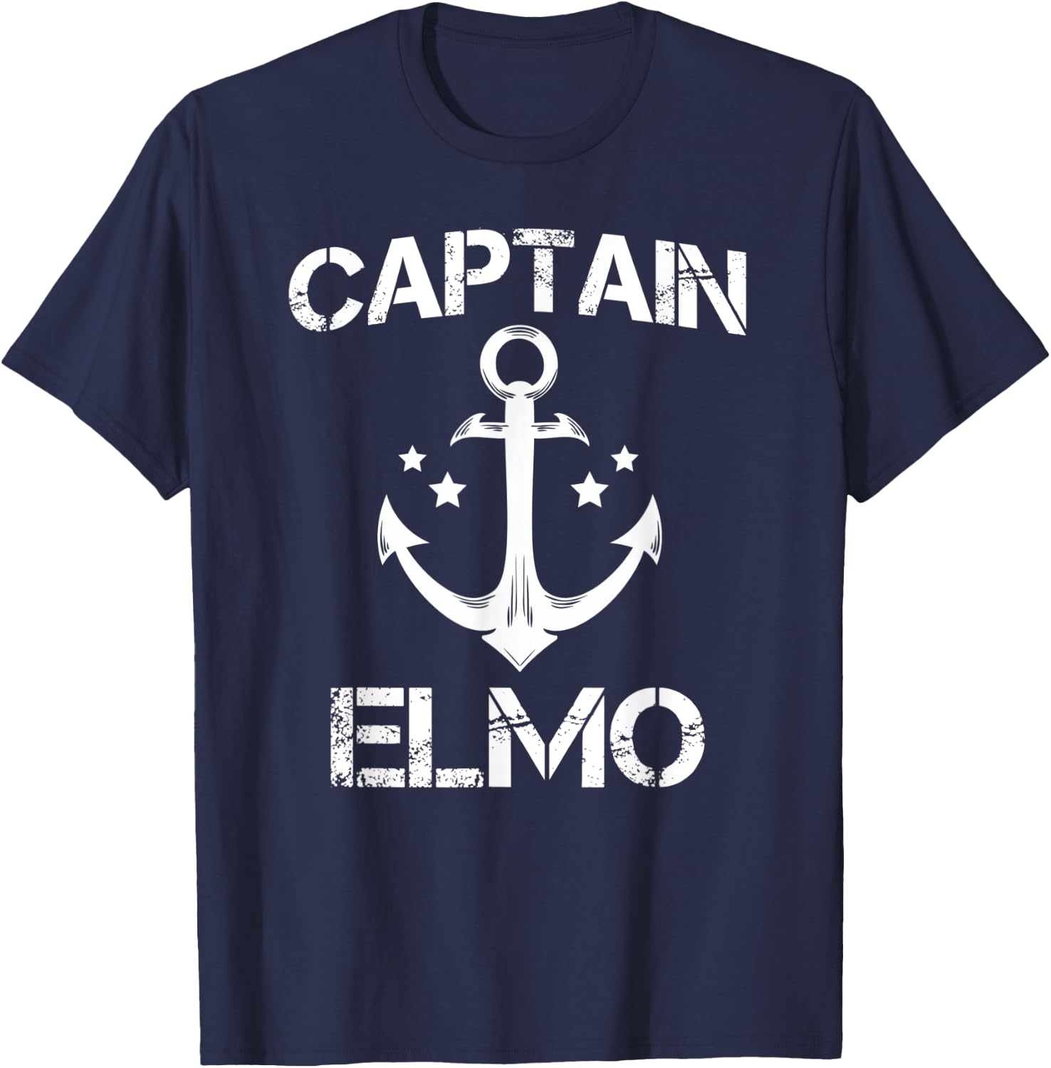 CAPTAIN ELMO Funny Birthday Personalized Name Boat Gift T-Shirt - T-Shirt | Navy