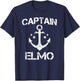 CAPTAIN ELMO Funny Birthday Personalized Name Boat Gift T-Shirt - T-Shirt | Navy