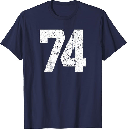 #74 Jersey Uniform Varsity Sports Number, 32nd Birthday T-Shirt - T-Shirt | Navy