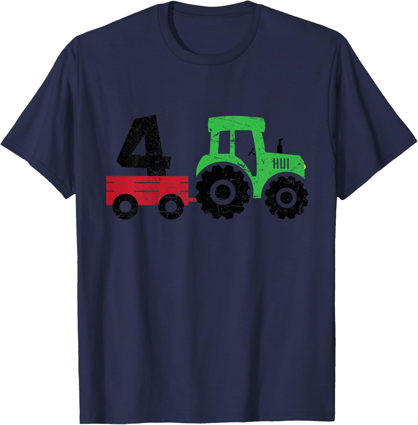 Tractors 4 Years Old 4th Birthday Boy Farm Boy Tractor T-Shirt - T-Shirt | Navy