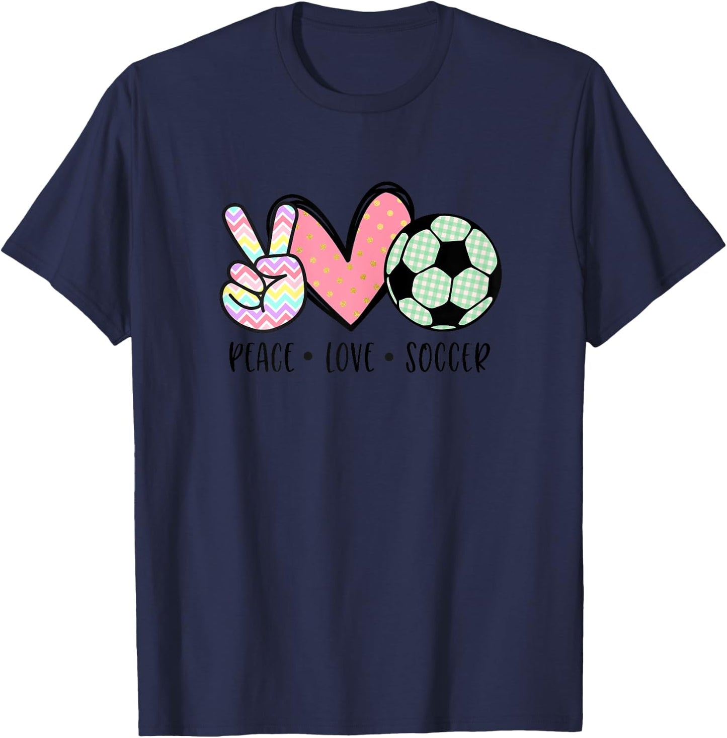Peace Love Soccer Cute Pastel Teen Girls Toddler T-Shirt - T-Shirt | Navy