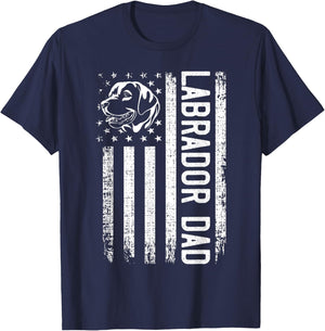 Labrador Retriever Dad Shirt American Flag Lab Dog Dad Men T-Shirt - T-Shirt | Navy