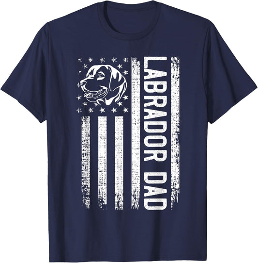 Labrador Retriever Dad Shirt American Flag Lab Dog Dad Men T-Shirt - T-Shirt | Navy