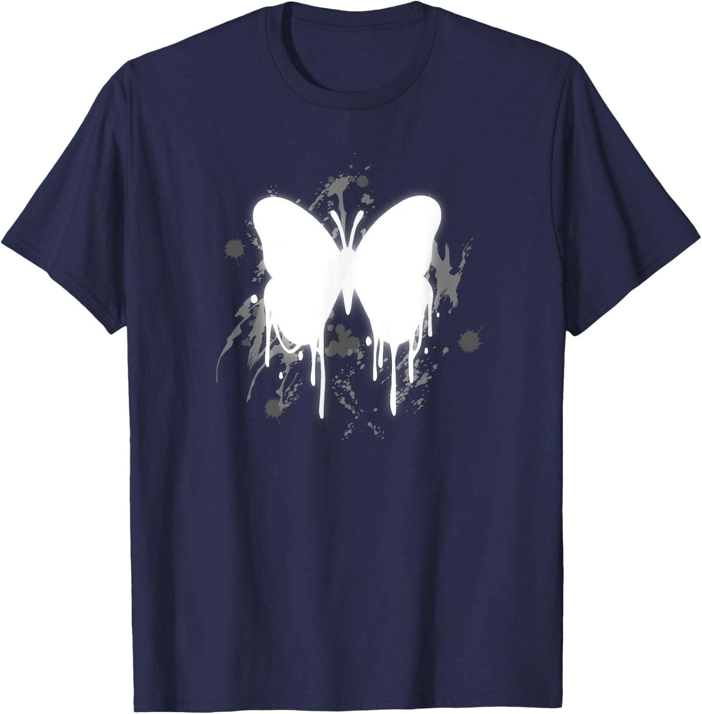 Y2K Fairy Grunge Fairycore Melting Butterfly T-Shirt - T-Shirt | Navy