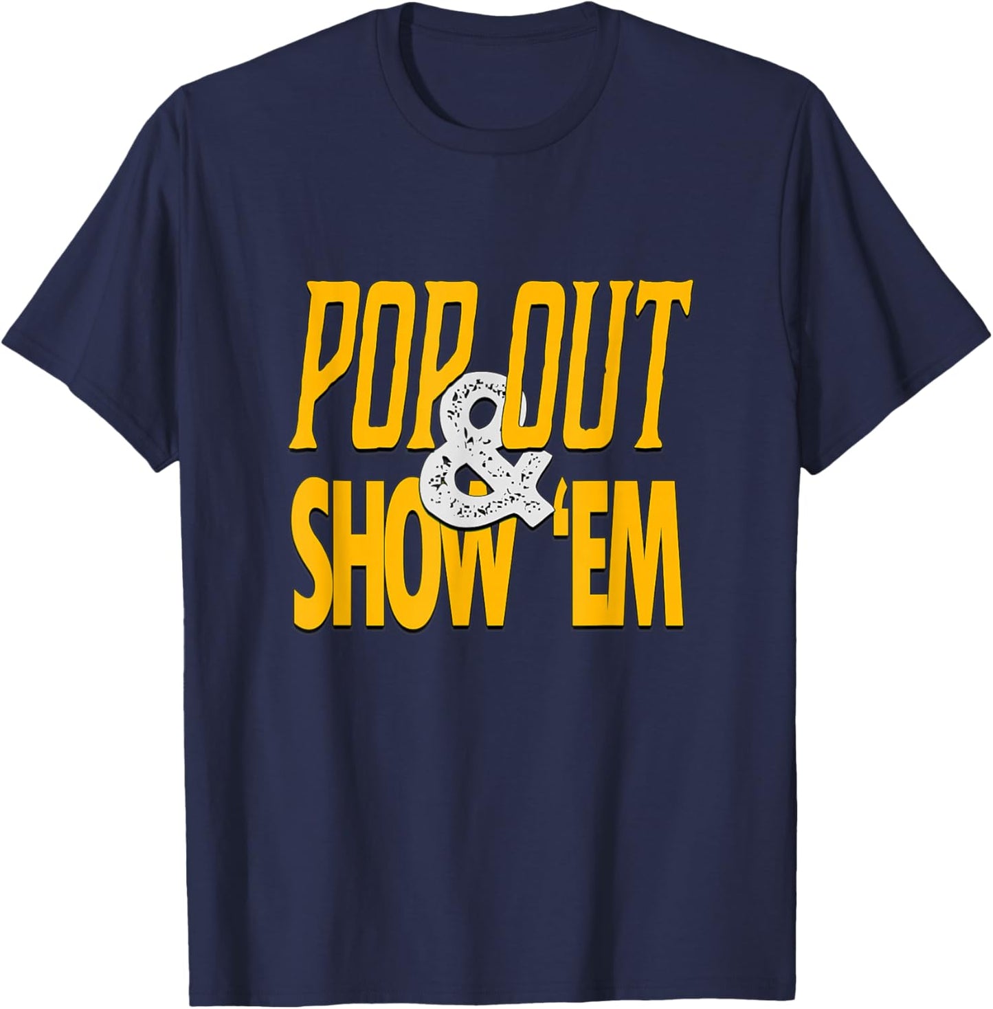 Varsity-Gold University Yellow Pop Out & Show 'Em Graphic T-Shirt - T-Shirt | Navy
