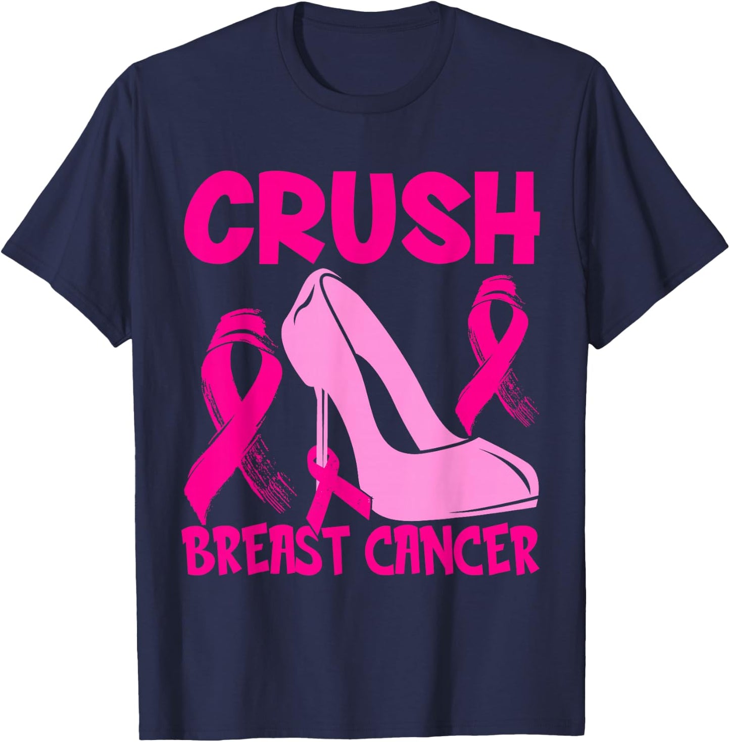 Crush Breast Cancer Awareness pink Men Boys Women T-Shirt - T-Shirt | Navy