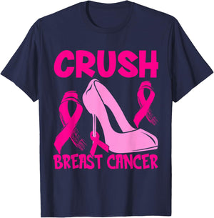Crush Breast Cancer Awareness pink Men Boys Women T-Shirt - T-Shirt | Navy