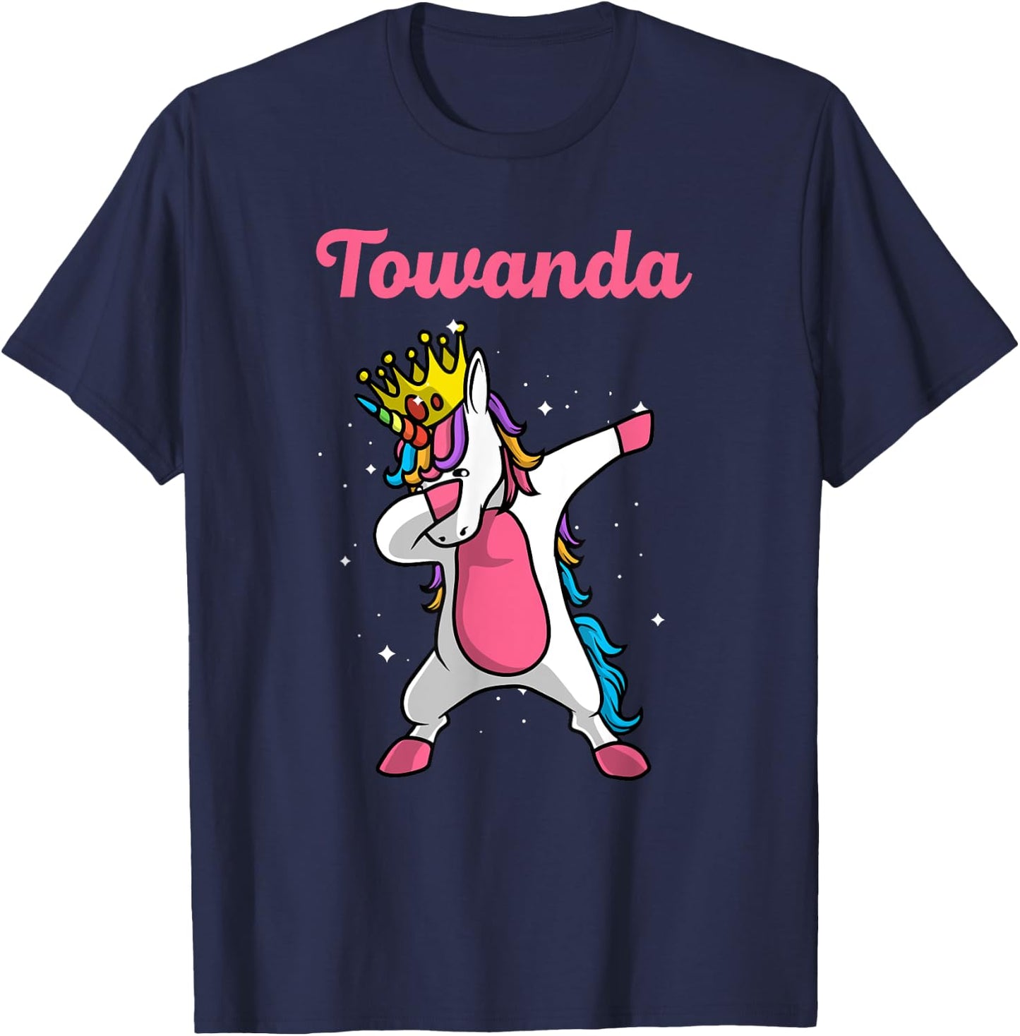 TOWANDA Name Personalized Birthday Dabbing Unicorn Queen T-Shirt - T-Shirt | Navy