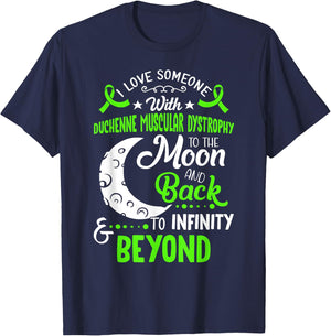 Duchenne Muscular Dystrophy Awareness Moon Back Love T-Shirt - T-Shirt | Navy