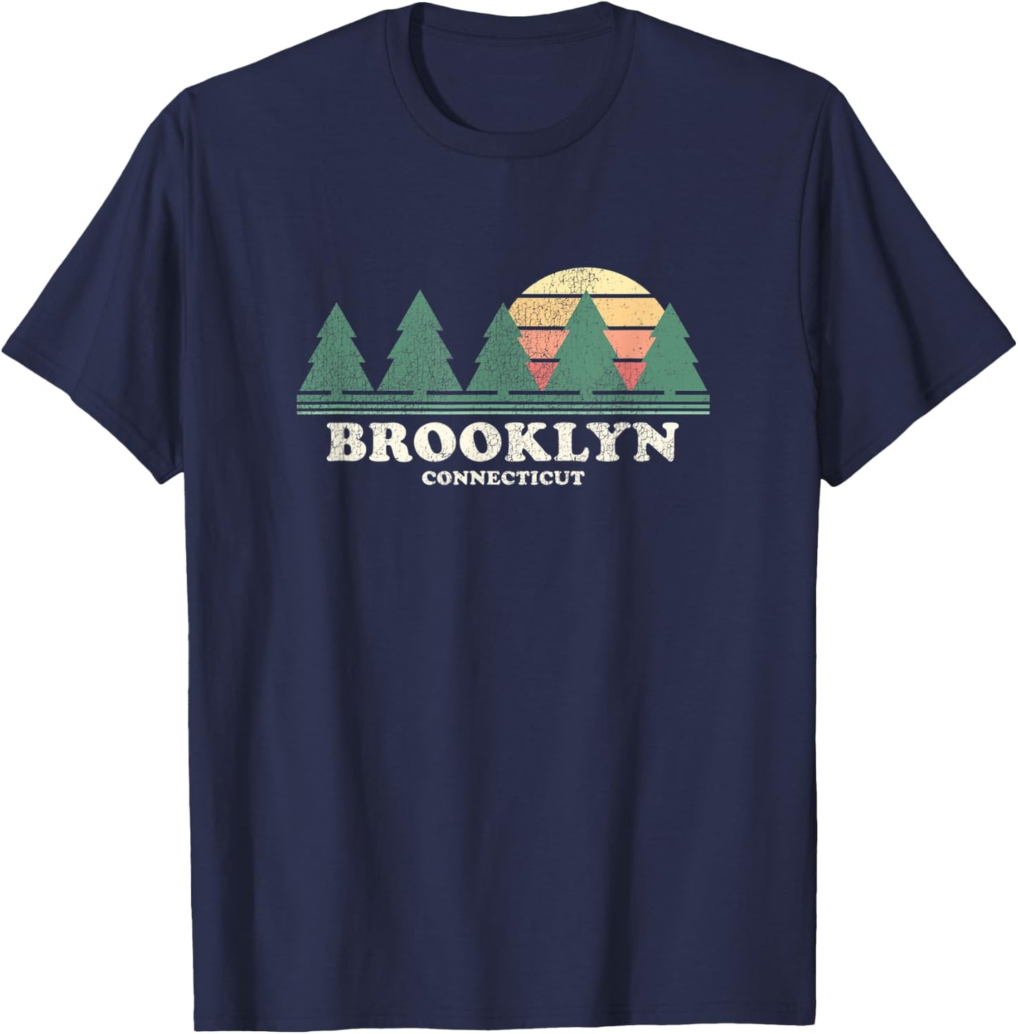 Brooklyn CT Vintage Throwback Retro 70s Design T-Shirt - T-Shirt | Navy