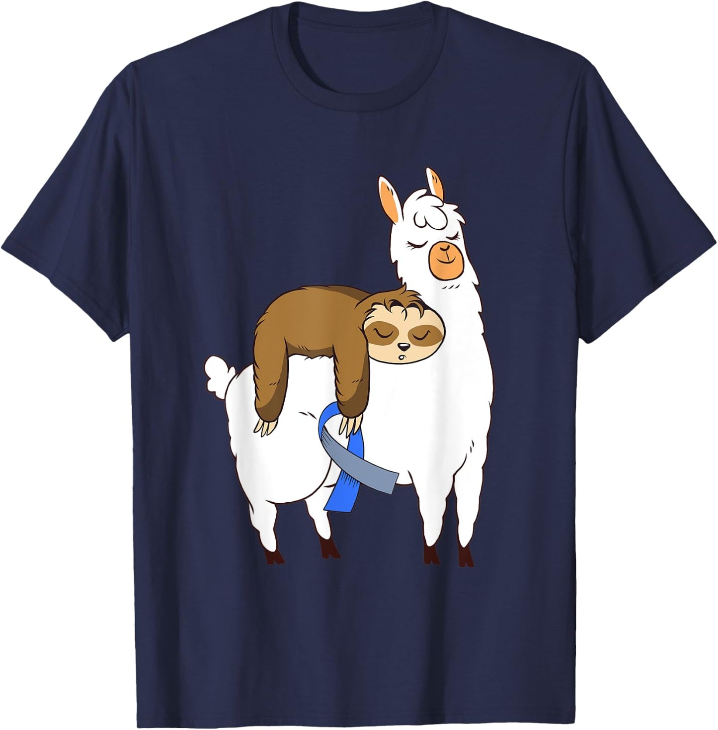 Cute Sloth Llama Type 1 T1D Diabetes Awareness Funny Gift T-Shirt - T-Shirt | Navy