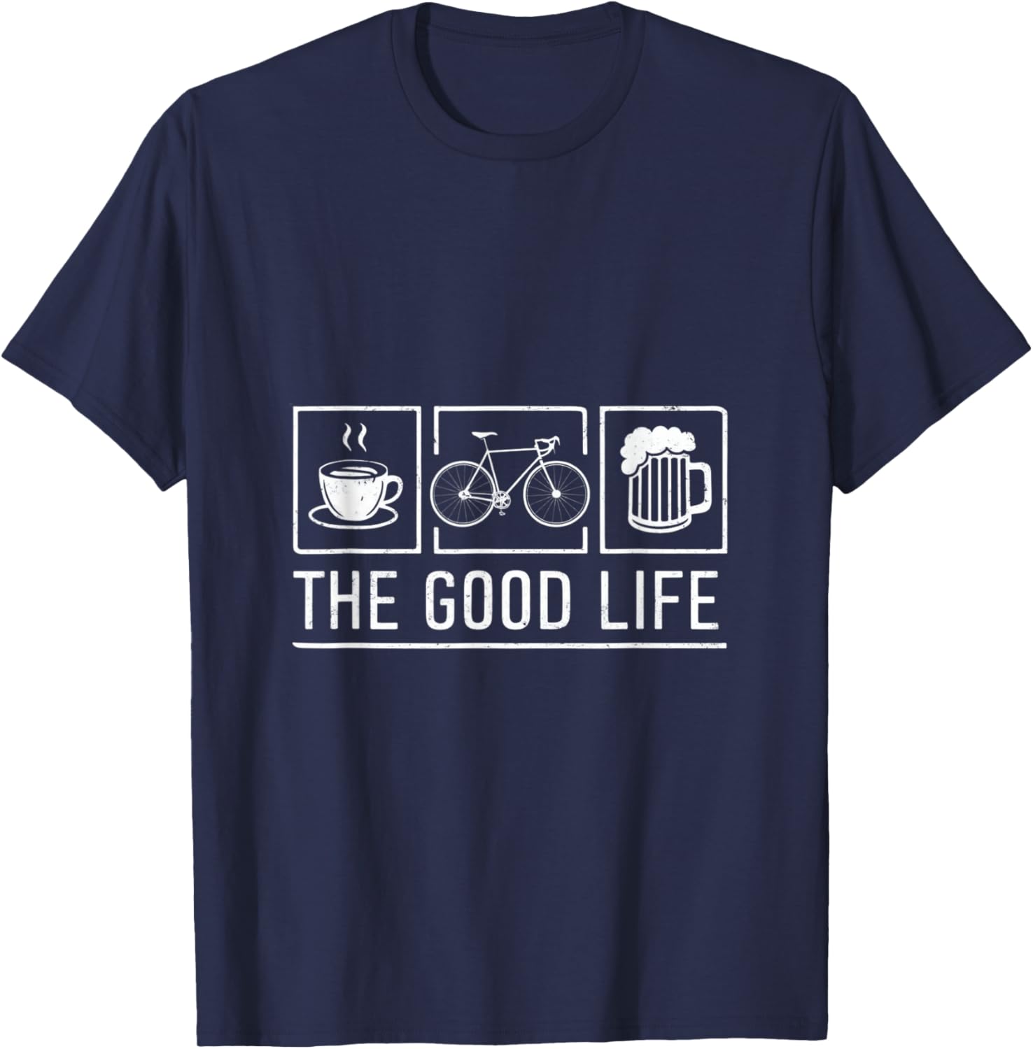 Funny Bicycle Beer Good Life Cycling T-Shirt - T-Shirt | Navy