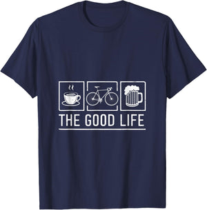 Funny Bicycle Beer Good Life Cycling T-Shirt - T-Shirt | Navy