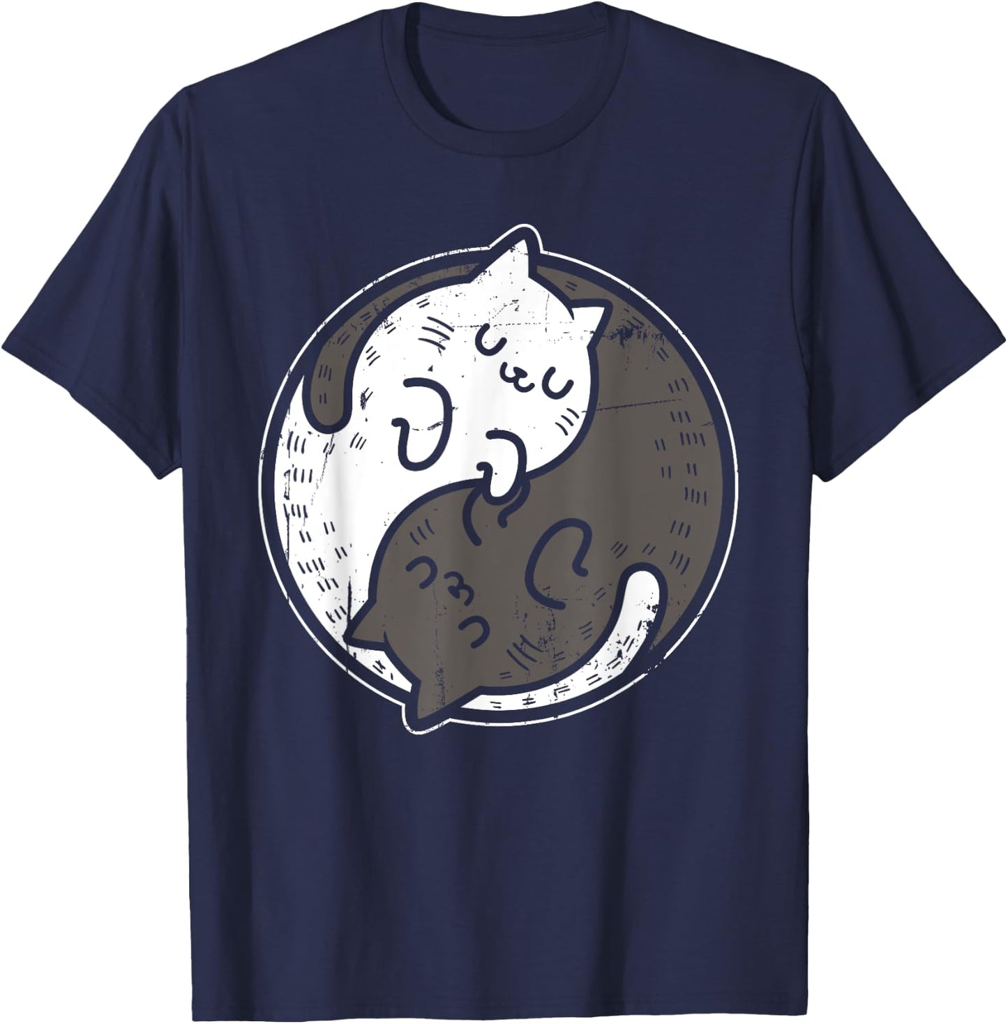 Yoga Cat Yin Yang Position Yoga Workout Gift Women T-Shirt - T-Shirt | Navy