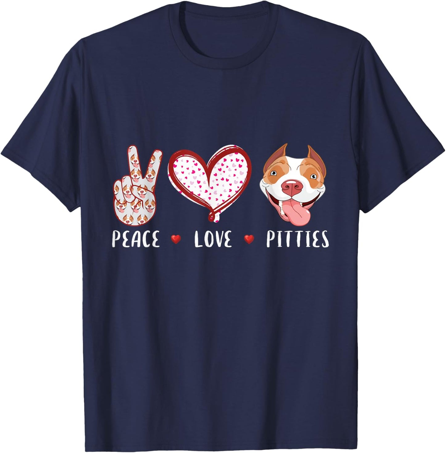 peace love pitties Pitbulls gift women kids pit bull T-Shirt - T-Shirt | Navy