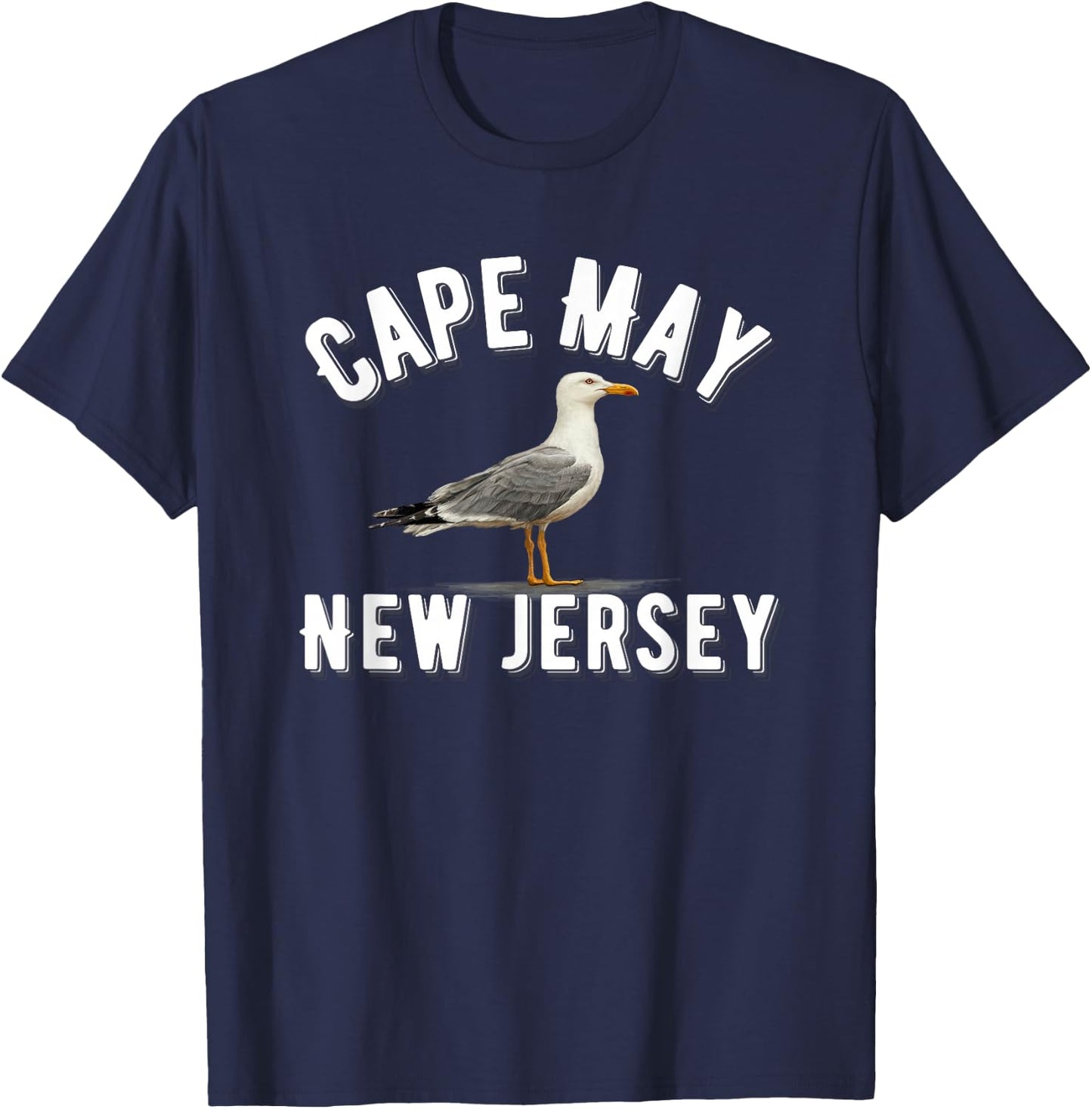 Cape May New Jersey Sea Gull Cute Beach Vacation T-Shirt - T-Shirt | Navy