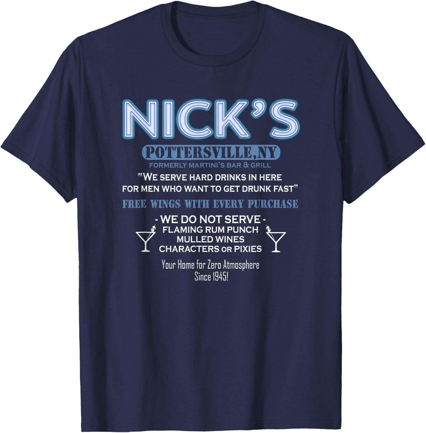 It's A Wonderful Life Nicks Bar George Bailey Clarence Gift T-Shirt - T-Shirt | Navy
