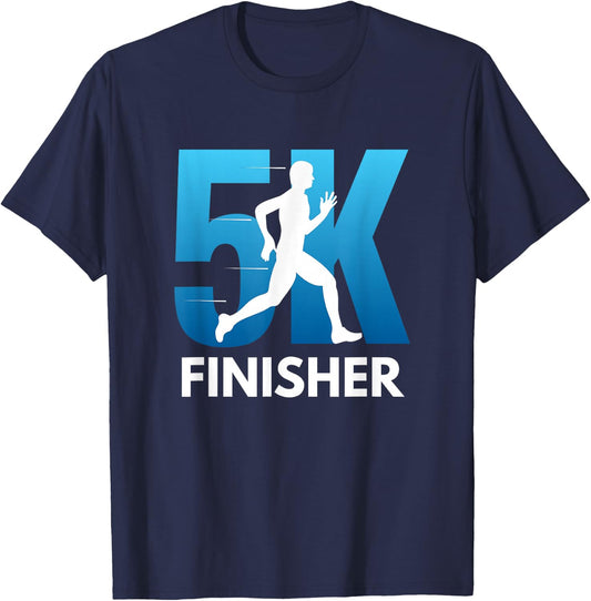 5K Finisher, With Silhouette Of 5K Runner T-Shirt - T-Shirt | Navy
