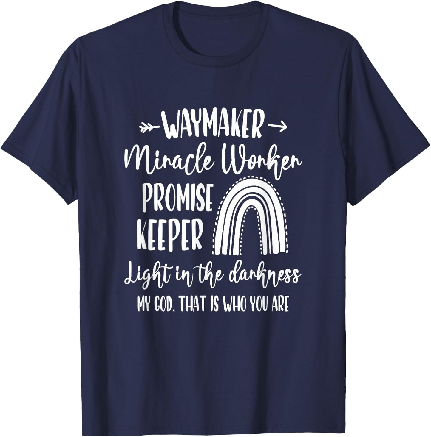 Kids Waymaker Miracle Worker Rainbow Christian T-Shirt - T-Shirt | Navy