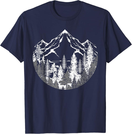 Wildlife Forest Hiking Mountains Outdoor Trees Nature Forest T-Shirt - T-Shirt | Navy