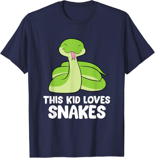 This Kid Loves Snakes Toddlers Kids Snakes T-Shirt - T-Shirt | Navy