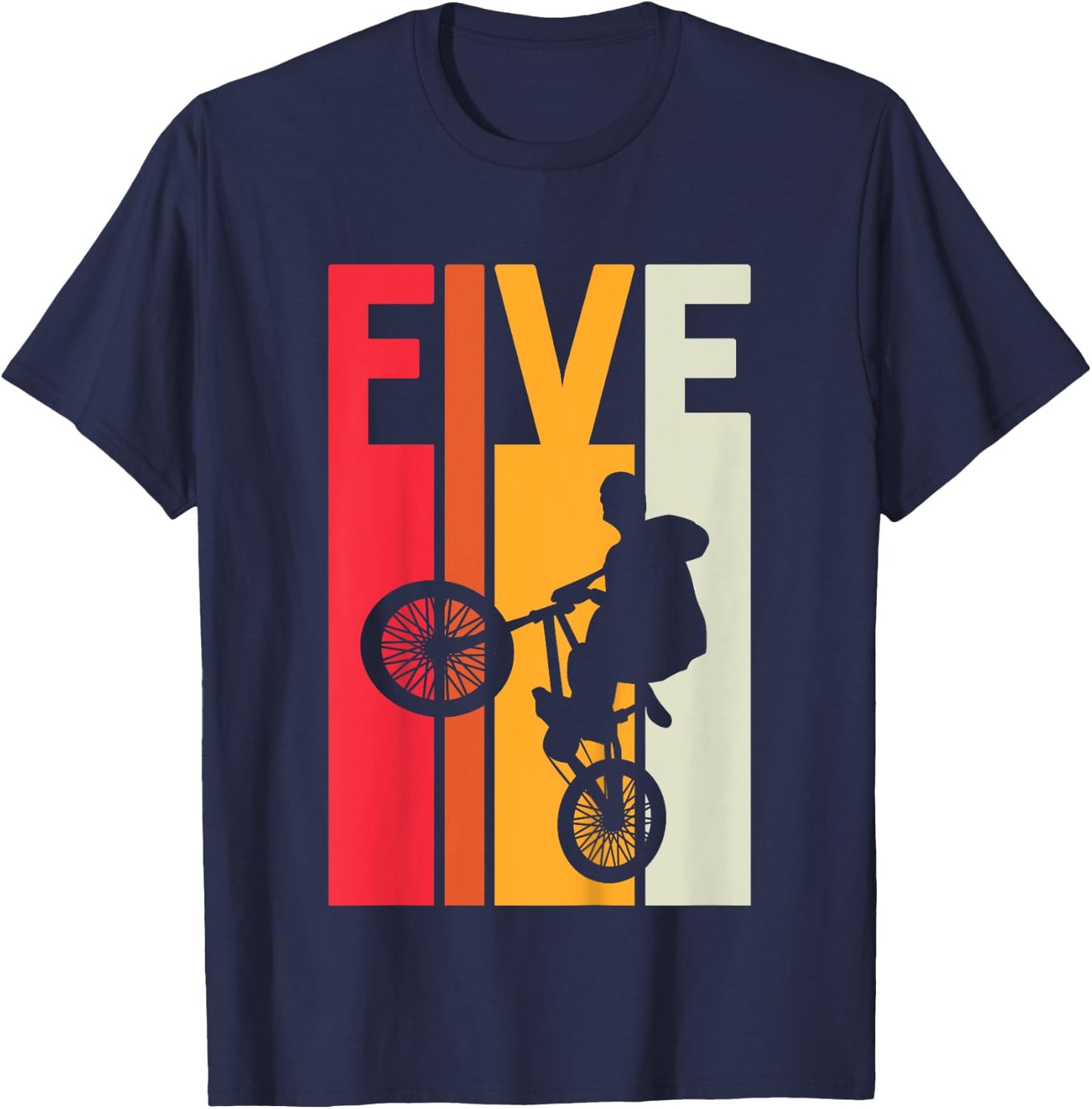 Kids 5 Year Old BMX Birthday Gift Party Boys Dirt Biking 5th T-Shirt - T-Shirt | Navy