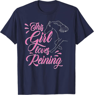 Funny Reining Horse Rider Horseback Riding Equestrian Gifts T-Shirt - T-Shirt | Navy