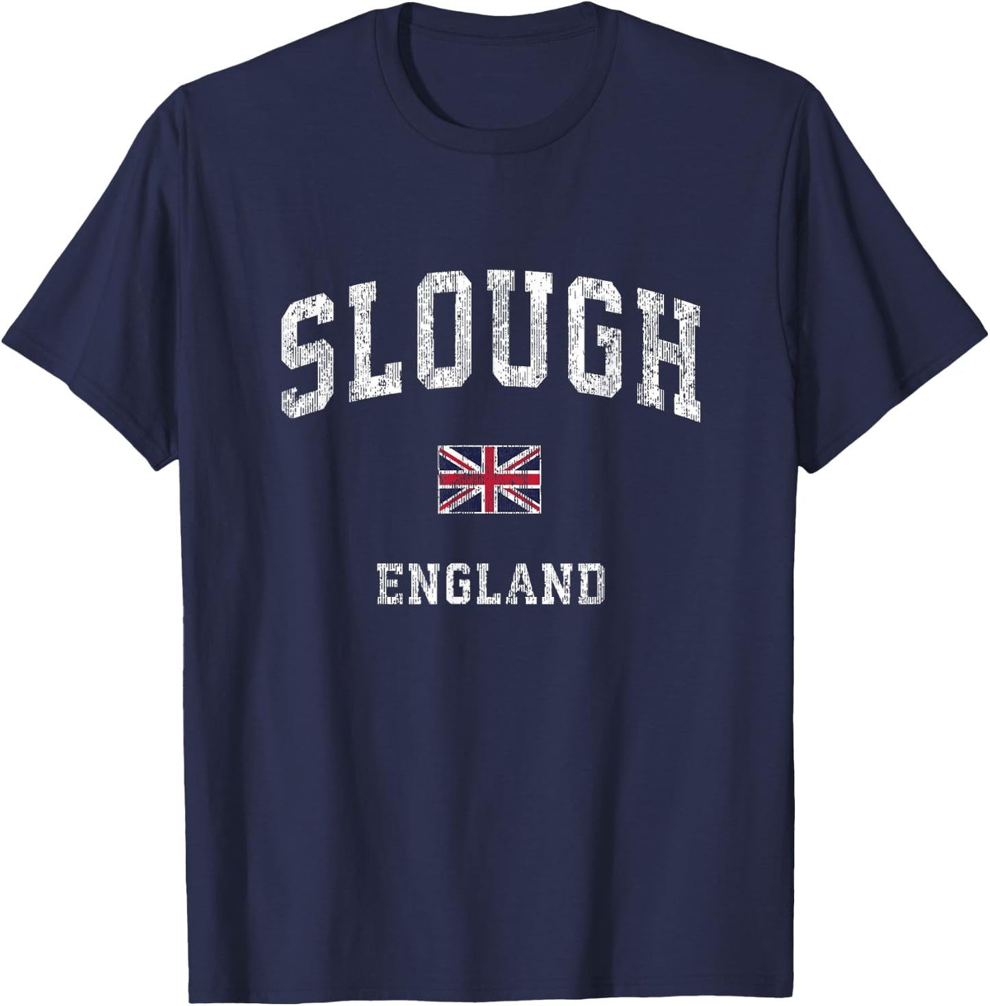 Slough England Vintage Athletic Sports Design T-Shirt - T-Shirt | Navy
