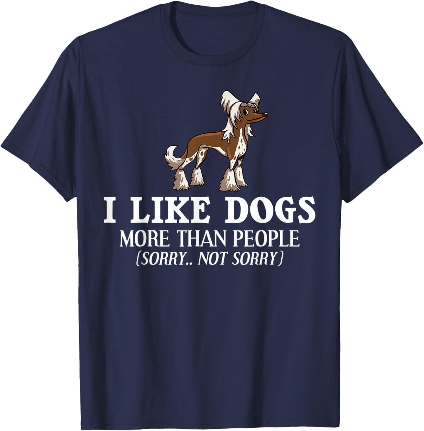 Chinese Crested Powderpuff Dog Gift Puppies Owner Lover T-Shirt - T-Shirt | Navy