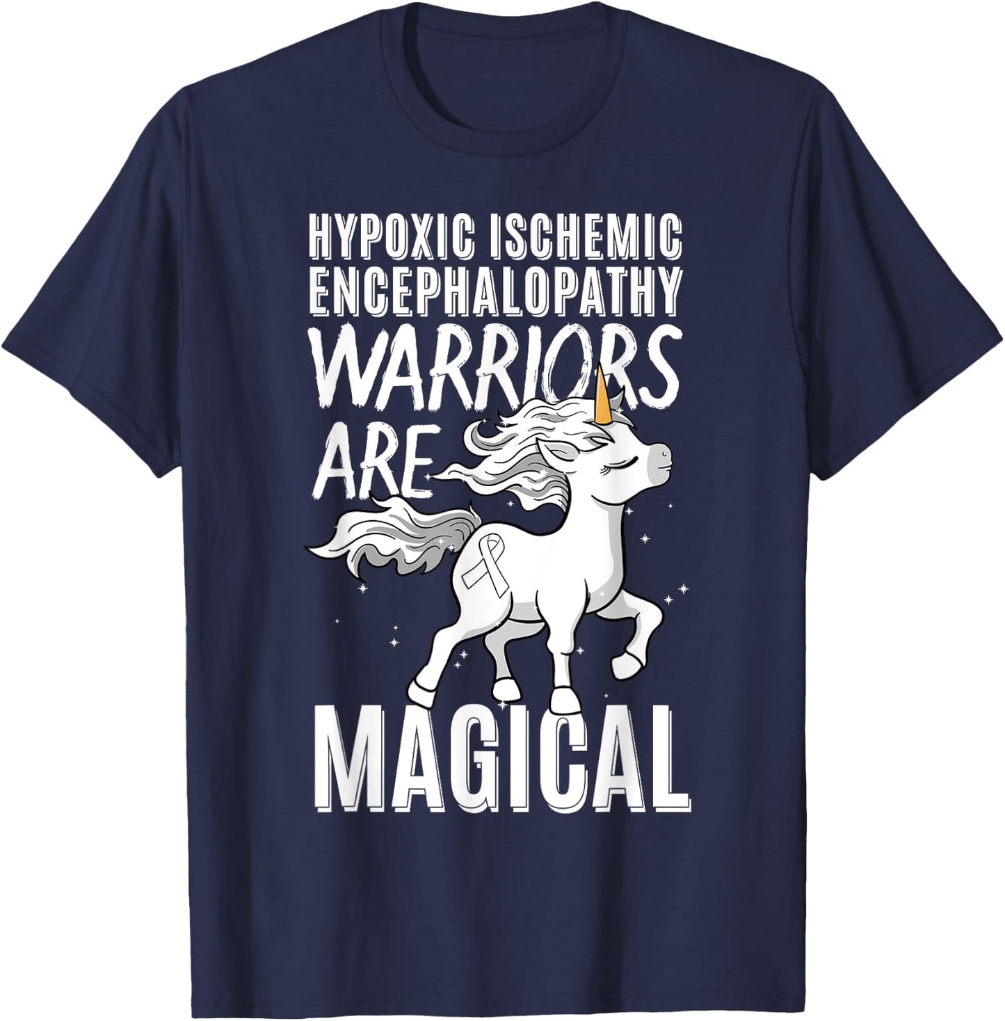 Hypoxic Ischemic Encephalopathy Cerebral Hypoxia Unicorn T-Shirt - T-Shirt | Navy