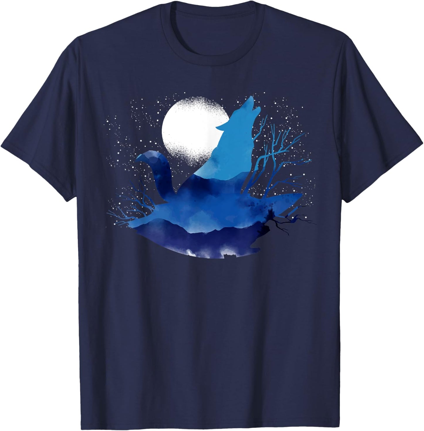 Howling Predator Wildlife Animal Full Moon Light Wolf T-Shirt - T-Shirt | Navy