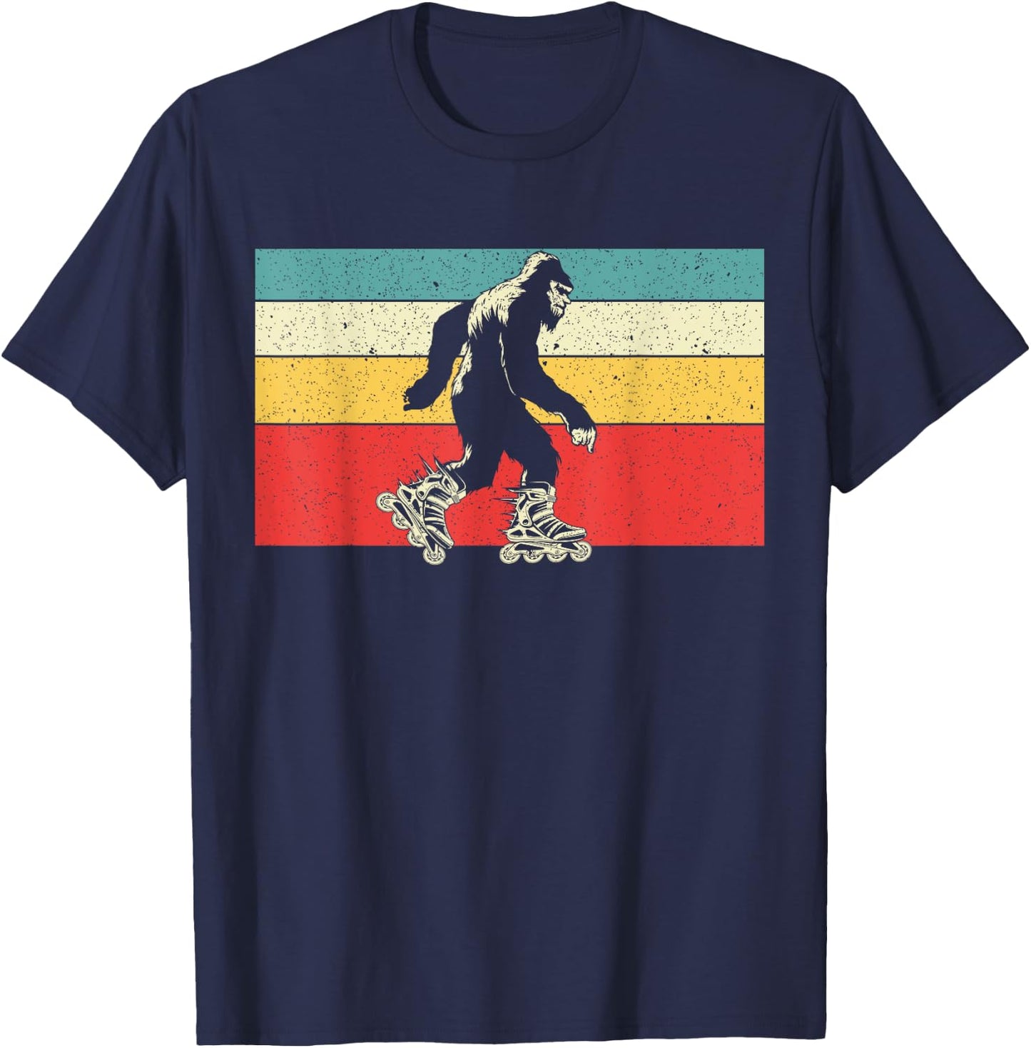 Bigfoot Roller Skater Skating Rollerblades Yeti Sasquatch T-Shirt - T-Shirt | Navy