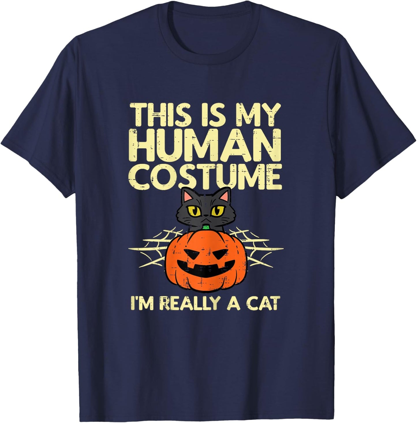 Halloween My Human Costume Im A Cat Costume Women Girls Kids T-Shirt - T-Shirt | Navy