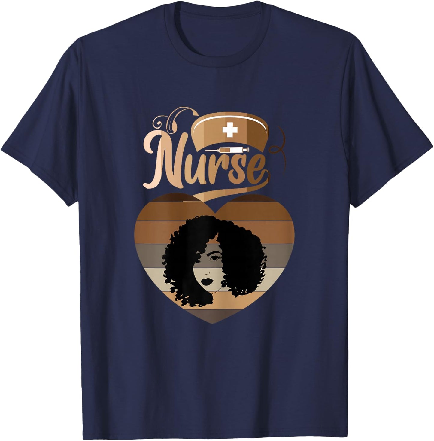 Afro Black Nurse Melanin African American Funny Nurse T-Shirt - T-Shirt | Navy