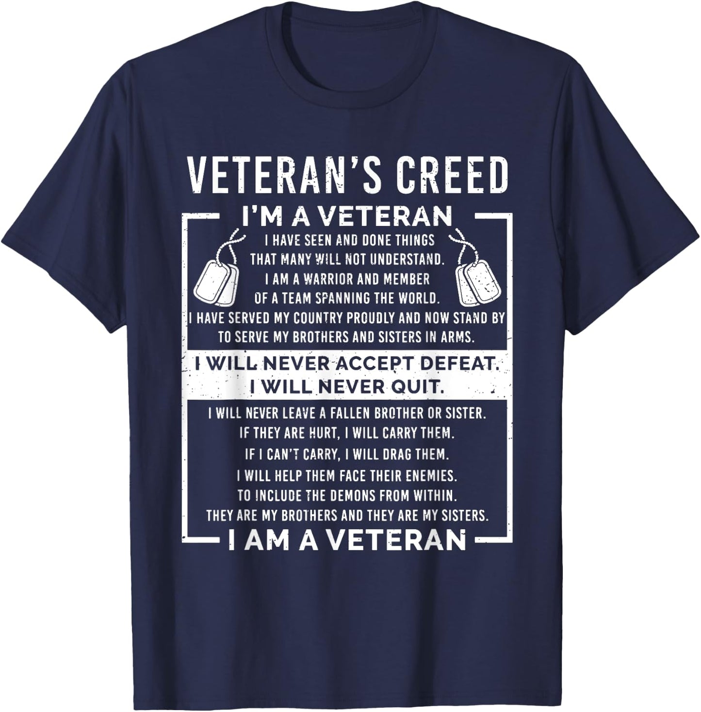 Veteran's creed Patriot War USA Oath Grandpa T-Shirt - T-Shirt | Navy
