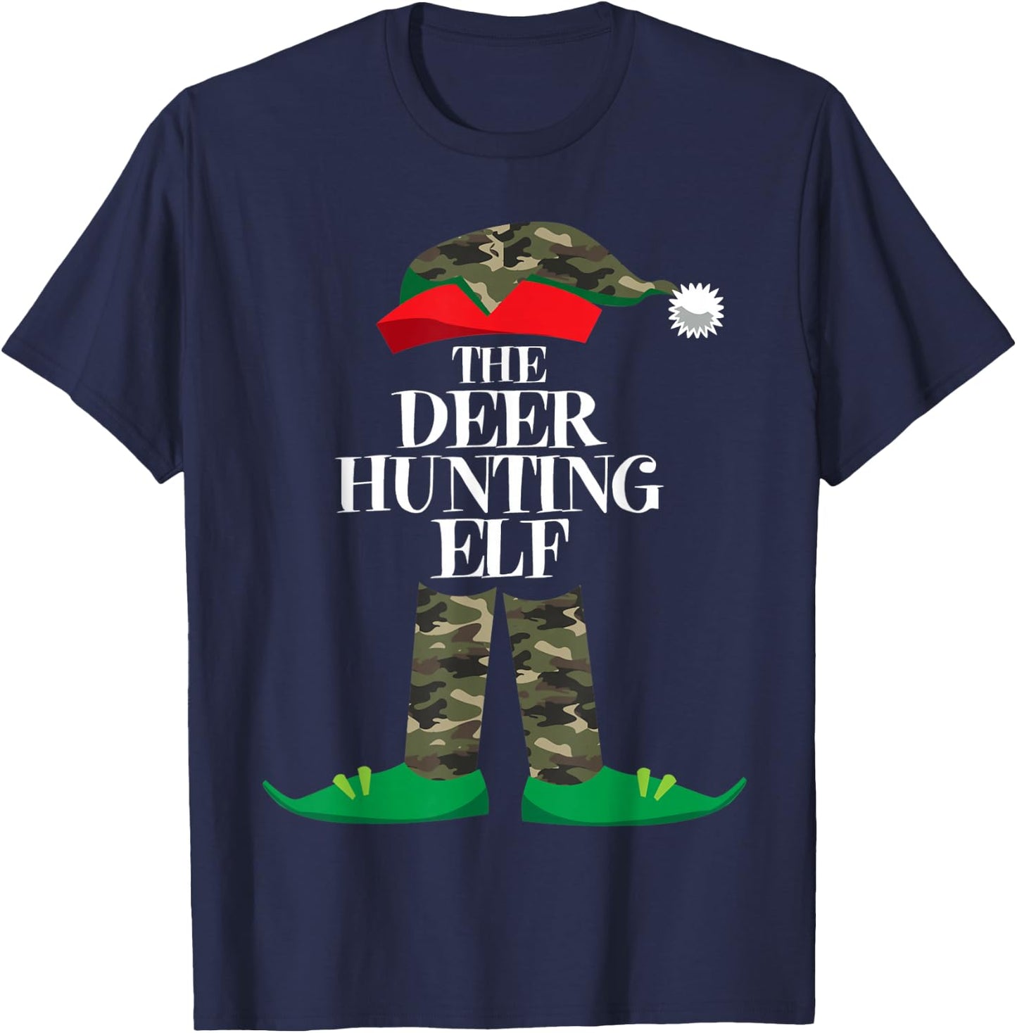 Deer Hunting Elf Matching Group Family Elf Christmas Pajama T-Shirt - T-Shirt | Navy