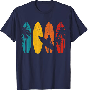 Surfer Vintage Surf Board Surfing Surfing Surfing Gift Women Girls Kids T-Shirt - T-Shirt | Navy