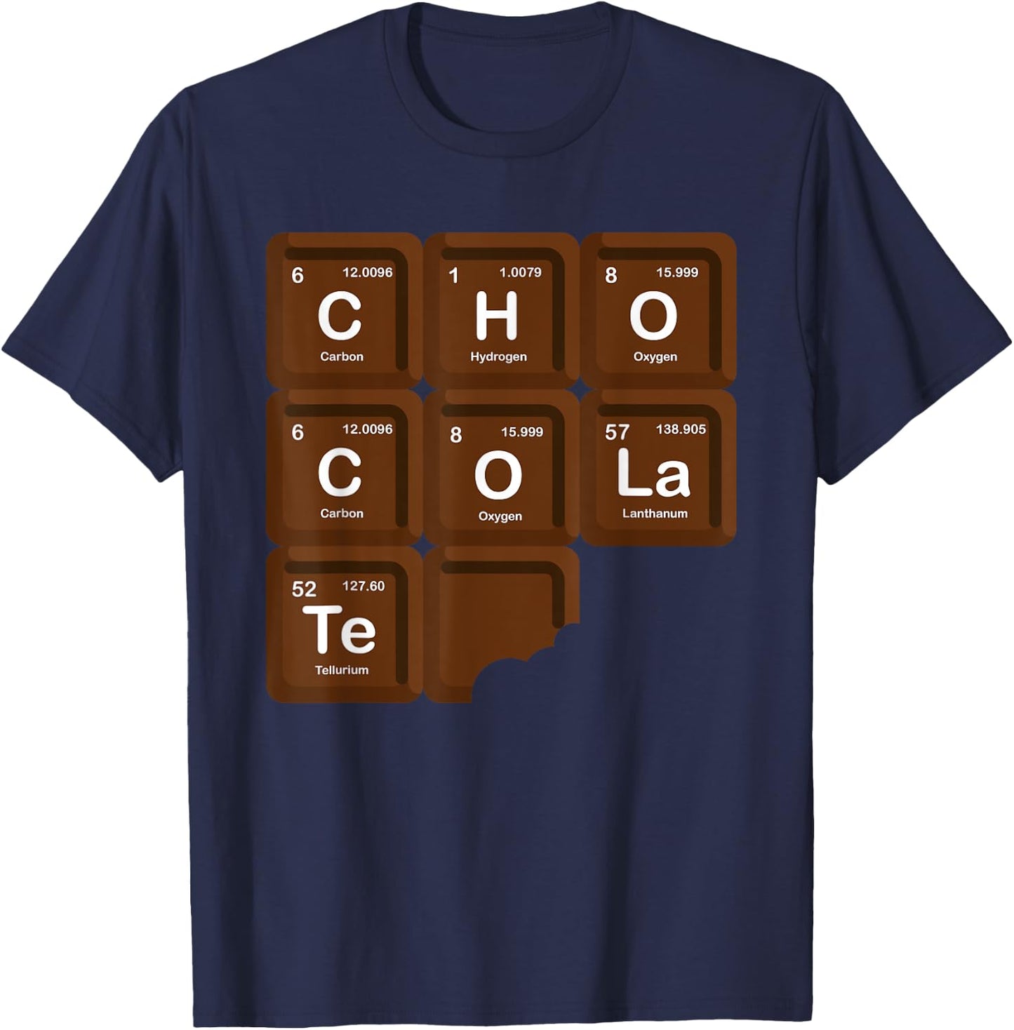 Funny Chocolate Periodic Table Of Elements Chemistry Lover T-Shirt - T-Shirt | Navy