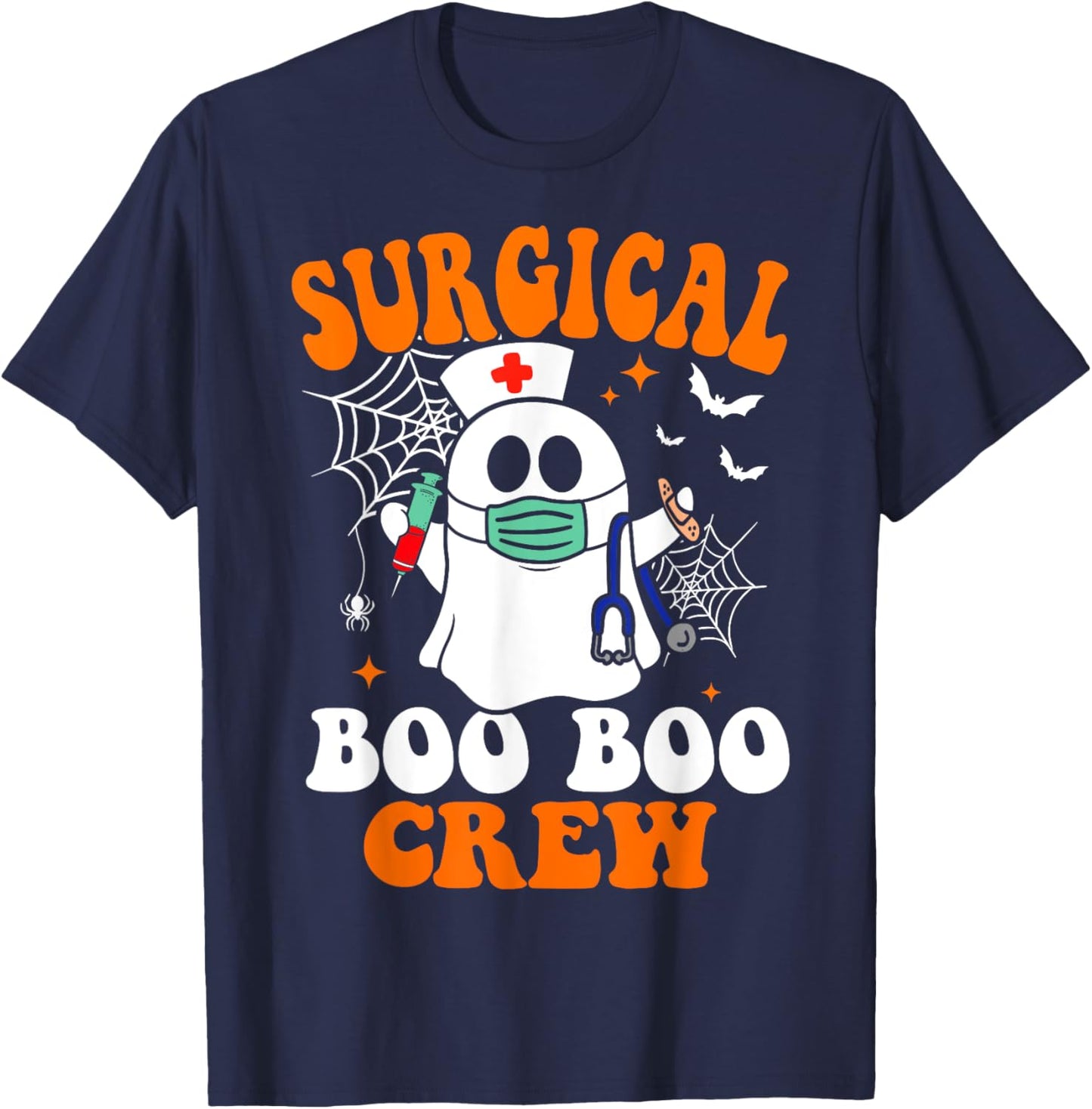 Halloween Surgery Nurse Costume Surgical Boo Crew Nurse T-Shirt - T-Shirt | Navy