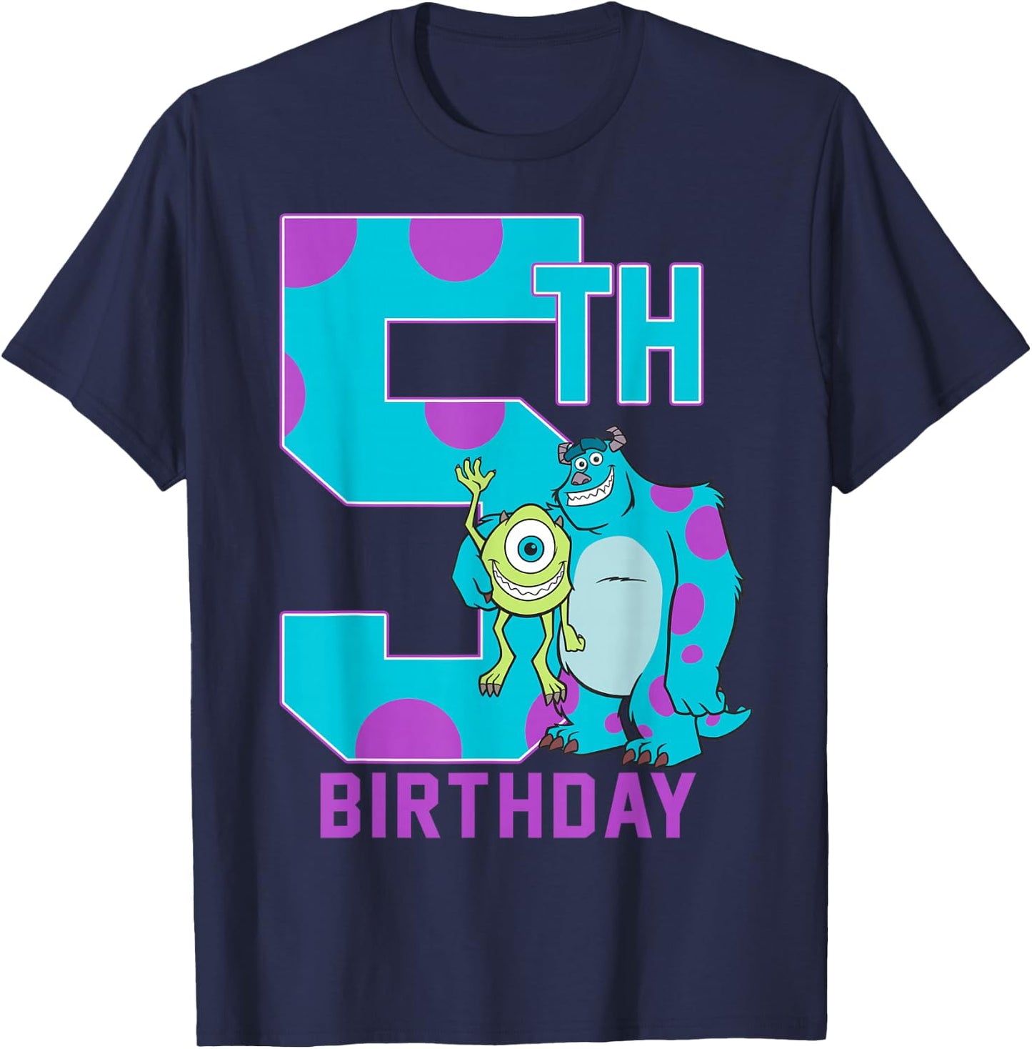 Disney Pixar Monsters Inc. Mike & Sully Happy 5th Birthday T-Shirt - T-Shirt | Navy