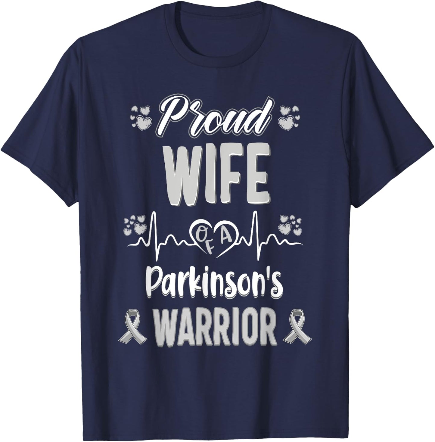 proud Wife Parkinson's disease warrior awareness ribbon T-Shirt - T-Shirt | Navy